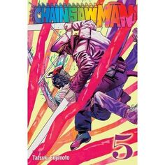 the cover to chainsaw man 5, with an image of a person on a skateboard