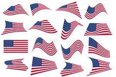 the american flag in different shapes and sizes