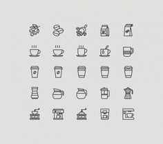 coffee cups and mugs are shown in this minimalistic line - art drawing style