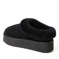 Trust us: they're as cozy as they look. With genuine shearling offering all over comfort and genuine suede providing proven indoor/outdoor durability, these clogs are a must for relaxing anytime, anywhere. Adorned with quilted details and a plush cuff, you're sure to stay cozy with these memory foam clogs. Winter Suede Slippers With Cushioned Footbed, Comfortable Winter Mules With Suede Lining, Suede Slippers With Plush Lining And Round Toe, Winter Suede Clogs With Textured Footbed, Winter Shearling Slip-on Mules, Winter Suede Closed Toe Mules, Winter Closed Toe Suede Mules, Winter Slip-on Suede Clogs, Winter Suede Mules With Closed Toe