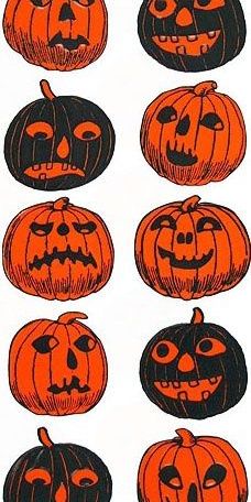 a bunch of pumpkins with faces drawn on them