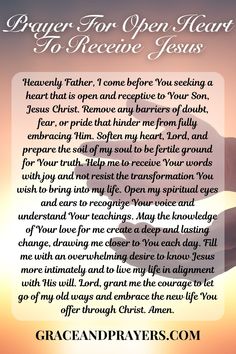 prayer for open heart to receive jesus