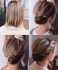 The wedding’s right around the corner, and you still don’t know which one of the beautiful wedding hairstyles for short hair to pick? We have put together a list of 40 short hair styles for wedding celebrations for you to choose from. Whether you’re looking for bridal or bridesmaid short hairstyles, this is the place … Neck Length Hair, Braid Hairstyle Ideas, Hairstyles Reference, Wedding Hairstyles For Short Hair, Short Bridal Hair, Short Hair Bride, Hairstyles Girl, Short Hair Bun, Hairstyles For Prom