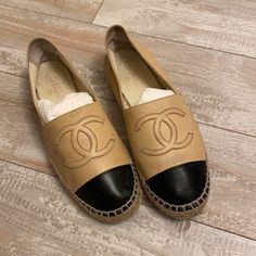 Chanel Espadrille Beige Leather Size 37 Shoes Chanel, Chanel Espadrille, Espadrille Shoes, Chanel Shoes, Black Tan, Black And Tan, Limited Time, Espadrilles, Chanel