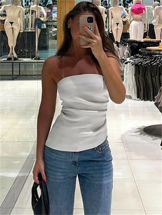 Bonnyshow Summer Casual Backless Tube Tops Vest For Women Patchwork Slim Sleeveless Pullover Top Fashion New Cropped Y2k Top Brand Name:Bonnyshow SIZE (Unit: CM): S,M,L S : Bust:76-94CM Waist:67-78CM Length:30.5CM M : Bust:80-98CM Waist:71-82CM Length:31.2CM L : Bust:84-102CM Waist:75-86CM Length:31.9CM Note:( 1 CM =0.39 Inch, 1 Inch = 2.54 CM) Chic White Tube Top For Club, White Strapless Top For Club, White Halter Neck Tube Top, Luxury White Sleeveless Tube Top, White Tube Top Outfit, White Sleeveless Tube Top With Corset Back, White Backless Top, Tube Top And Jeans, Jean Top Outfits