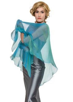 Luxury Silk Shawl With Sheer Dupatta, Turquoise Dupatta For Party, Summer Party Silk Dupatta, Spring Formal Silk Shawl, Silk Shawl For Spring Formal Occasions, Silk Shawl For Spring Formal Events, Silk Shawl For Formal Spring Events, Formal Summer Shawl, Elegant Silk Dupatta For Summer