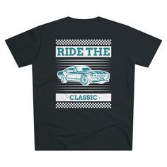 A modern-fit tee for men with a classic Denim design featuring an amazing graphic of a classic car at the back of the shirt. Perfect for car enthusiasts who appreciate vintage style and want to showcase their passion in a stylish way. Ideal for casual wear and great for gifting on Father's Day or birthdays. Product features - 100% cotton composition for solid and heather colors - Side seams for structural support - Ribbed knit collar with a seam for shape retention - Twill necktape for added com Car Graphic Tee, Retro Auto, Mens Tops Fashion, Car Lover Gifts, Graphic Tee Vintage, Auto Retro, Car Shirts, Graphic Tees Vintage, Fashion Top