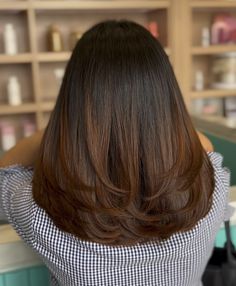 Haircut Designs Girl, Hair Colour On Tips Of Hair, Long Layers On Short Length Hair, Deep U Shape Haircut, Lower Layer Haircut, Long U Haircut, Low Maintenance Hair Color For Brunettes, Balayage For Black Hair Indian, Deep U Cut Haircut