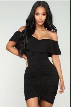 Saigon Ruched Dress - Black Tight Mini Dress, Dress Off Shoulder, Work Dresses For Women, Ruched Mini Dress, Fashion Nova Dress, Lace Dress Black, Curve Dresses, Ruched Dress, Dresses For Women