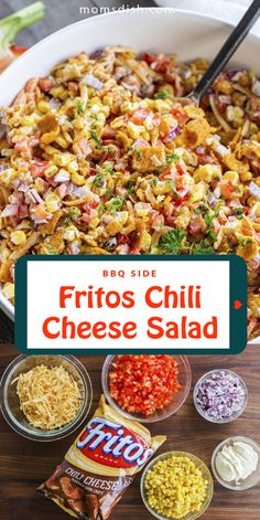 this crunchy fritos chili cheese salad is the perfect side dish for any party