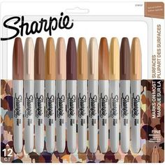 six different colors of sharpie markers in a package with the words sharpie on it