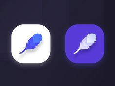 three different app icons, one with an arrow and the other with a feather on it