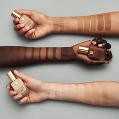 Over 55 shades. 24-hour staying power. Our #1 foundation worldwide. Tarte Foundation Swatches, Double Wear Estee Lauder, Estee Lauder Double Wear Foundation, Estée Lauder Double Wear, Olive Tone, Cool C, Estee Lauder Gift, Advanced Night Repair, Matte Powder