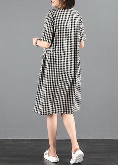 Chic o neck summer clothes Sewing black plaid Dresses

 Materials used:cotton blended

Measurement:One size fits all for this item. Please make sure your size doesn't exceed this size: L/US12-14/EUR42   
   
Shoulder 38cm / 14.82"
bust 100cm / 39"
length 102cm / 39.78"
Armhole 34cm / 13.26"
Sleeve length 26cm / 10.14"



We ship worldwide.

Tracking numbers provided for all orders. Summer Plaid Dress With Short Sleeves, Summer Black Plaid Dress, Casual Spring Dress With Grid Pattern, Casual Grid Pattern Dress For Spring, Casual Black Cotton Plaid Dress, Casual Black Plaid Cotton Dress, Casual Black Plaid Midi Dress, Black Knee-length Plaid Dress For Summer, Casual Cotton Plaid Dress With Short Sleeves