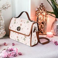 Coquette Bag Woman Gift Cottagecore Witch Canvas Satchel Bag Vintage Bag Cute Floral Crossed Body Purse Retro Rose Floral Style Gift for Her image 1 Coquette Bag, Rustic Fashion, Cottagecore Witch, Canvas Satchel, Floral Bags, Wallet Gifts, Vintage Bag, Bag Cute, Boho Bag