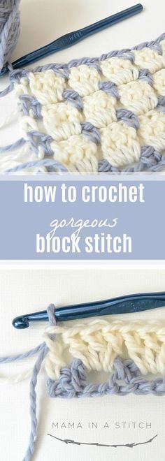 the crochet block stitch is being worked on