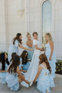 #weddingphotos #weddingphotographer #somethingblue #bluebridesmaiddresses #bluewedding #bowsshoes #weddingday #utah #taylorsvilletemple #whiteshanty #provo #lexiehardypresets Bridesmaids Photography, Temple Marriage, Haley Pham, Forever After All, Wanna Get Married, Wedding Day Wishes, Two Become One, Boda Ideas, Cinderella Wedding