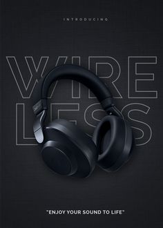 headphones with the words wired less on it and an image of a pair of headphones