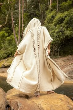 MAGOS WIZARD Ivory Beige Long Hooded Kimono Vest Robe Tribal Ritual Ceremony Gypsy Festival Magic Ritual Primitive Rave Boho Earthy AJJAYA https://www.ajjaya.com/products/magos-wizard-ivory-beige-long-hooded-85197 Air Nomad Clothes, Mens Kimono Jacket, Hooded Kimono, Ritual Clothing, Gilet Kimono, Magic Ritual, Dystopian Aesthetic, Mens Poncho, Male Kimono