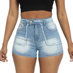 PRICES MAY VARY. Fabric:85%Cotton+10%Polyester+5%Elastane,soft and stretchy denim shorts Design:Zipper Fly, High waist,folded hemline, ripped,5 pockets ,Fold Hem , moderate fit ,Casual summer stretchy short jeans denim pants ,Womens shorts for summer,spring ,fall. Perfect :They can be worn with a variety of tops, from casual tees to dressy shirts, and are suitable for every occasion, from casual outings to more sophisticated suits Casual ripped shorts for women; Suitable for casual, daily life, Shorts Design, Suits Casual, Dressy Shirts, Casual Tees, Ripped Denim Shorts, Ripped Shorts, Summer Jeans, Hem Jeans, Fly High