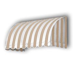 a white and brown striped awning on a white background