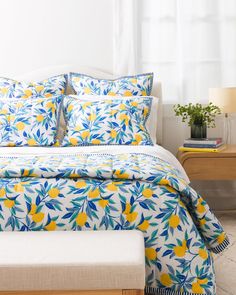 Lemon Zest - Quilt - Cloud - Printfresh Embroidered Duvet Cover, Essential Kitchen Tools, Love Machine, Perfect Bedding, Screen Printed Fabric, Paint Stripes, Quilted Sham, Good To Know, Lemon Print