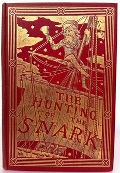 a red and gold book cover with an image of a woman sailing on a ship