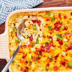 a casserole dish with meat and vegetables in it, ready to be eaten