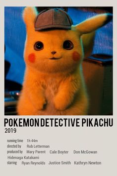 a poster with a pikachu wearing a baseball cap