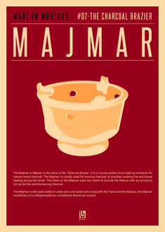 the poster for majmar is shown in red and yellow, with an image of a