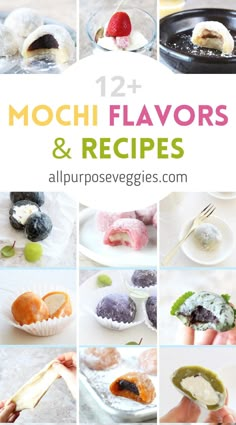 mochi flavors and recipes collage with the words mochi flavors and recipe below