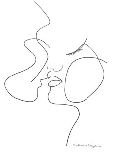 a line drawing of a woman's face