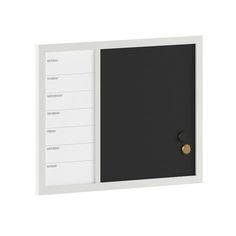 a white and black wall mounted cabinet