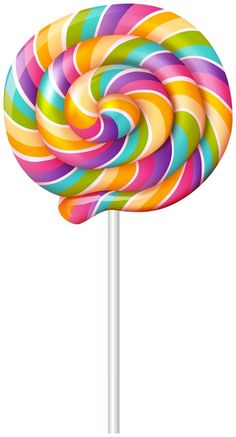 a colorful lollipop on a white stick with clipping for text or image