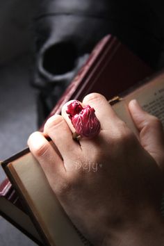 The ring is designed to be real anatomical of a heart shape, and its vein details. All the heart part is painted by hand in red and white color. The heart is attached to thorn in round shape to wear for a ring. The thorn is golden color of brass material. - The Heart dimensions are ; approx. 2.5 x 1.5 x 1 cm. - Ring size is available between 7 - 10 US. - Material : brass / paint / enamel **Shipping to World Wide** - Please allow us to prepare the item and parcel between 3-5 working days. (Betwee Brass Paint, Anatomical Heart, Be Real, Golden Color, Brass Material, Ring Jewelry, Heart Shape, Statement Ring, Round Shape