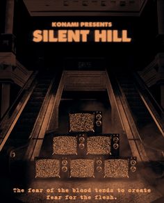 a movie poster for silent hill with stairs leading up to the first floor and an elevator