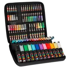 an open case filled with lots of different colored crayons