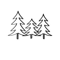 three trees line up against the white background