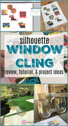 a collage of photos with text that reads silhouette window cling review, project ideas