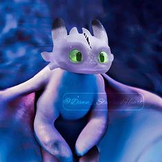 a purple dragon with green eyes sitting in the water