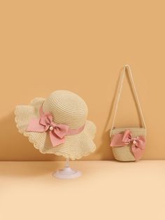 Cute 2 Piece Bendable Straw Hat and Bag with Big Pink Pearl Bow for Toddler Girls Size- 50-52cm Crown. Best fits 1 Year to 6T Make: 100% Polyester Shipping & Processing Times For the US: It usually takes 7-10 days to process the order and 5-10 business days for the shipment to arrive. Everything is designed and ships from the US. Items are made in China. Girls Outing, Nursery Bag, Back To School Bags, Baby Shower Tea, Personalized Matches, Pearl Gifts, Straw Beach Bag, Tea Ideas, Pearl Bow