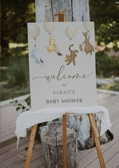 Baby Shower Idea Classic Winnie The Pooh Baby Shower Diy, Winnie The Pooh Welcome Sign, Pooh Welcome Sign, Vintage Pooh, Winnie The Pooh Baby Shower