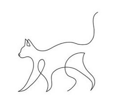 a black and white drawing of a cat