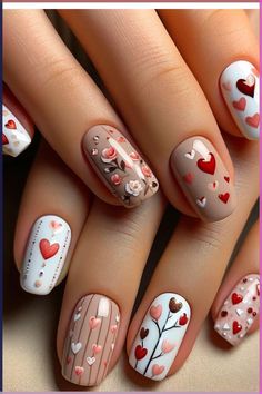 Cupid Nail Art, Bright Valentines Nails, Non Traditional Valentines Nails, February Nails Ideas 2024, Valentine Nails 2024, Valentines Day Short Nails, Cute Nails For Valentines Day, Simple Valentines Day Nails Short, Nail Art Designs Heart