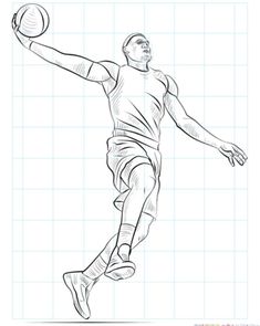 a drawing of a man playing basketball