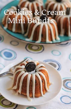 cookies and cream mini bundts on a plate