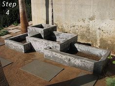 the steps are made out of concrete blocks