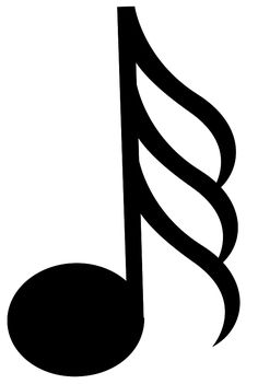 a black and white musical note symbol