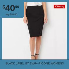 For a formal work day or a night out, this knee-length skirt by Black Label by Evan-Picone looks great paired with a blouse or a t-shirt layered with a blazer. It's made from a soft stretch-crepe and sits right at the waist with kick pleats at the front and back and a concealed side zip closure.Front Style: Flat FrontClosure Type: ZipperFit: Classic FitRise: Mid RiseApparel Length: 25 InchesFiber Content: 97% Polyester, 3% ElastaneFabric Description: CrepeLining Material: PolyesterSkirt Length:… Tailored Knee-length Skirt For Work, Business Knee-length Skirt, Office Lady Pencil Skirt For Spring, Elegant Pencil Skirt For Summer Workwear, Knee-length Pencil Skirt For Semi-formal Occasions, Office Lady Skirt For Business, Office Lady Mini Skirt For Work, Formal Short Pencil Skirt, Tailored Skirt For Office