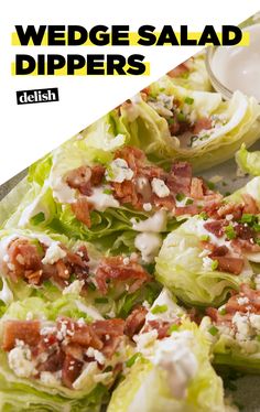 lettuce salad dippers with bacon, cheese and ranch dressing on them are ready to be eaten